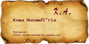 Koma Annamária névjegykártya